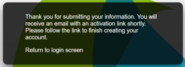 Screenshot of the thank you message that appears when you submit your application.