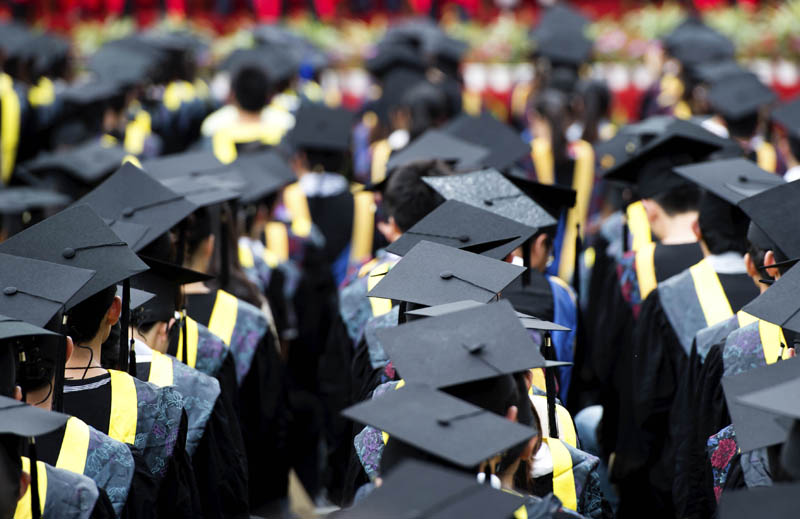 Graduate caps at a college graduation