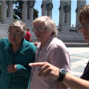 Photo of women participating in a tour of World War II Memorial in Washington, D.C.