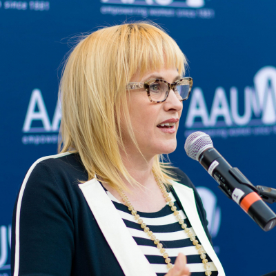 Award-winning actress and equal pay advocate Patricia Arquette speaking at AAUW's 2016 Equal Pay Day event.