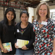 Photo of two young women and a mentor taking part in WriteGirl, a 2009-10 Community Action Grantee
