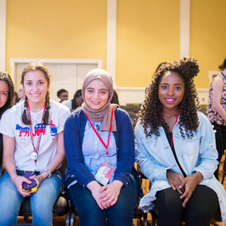 Four students at the National Conference for College Women Student Leaders