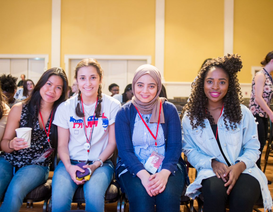Four students at the National Conference for College Women Student Leaders