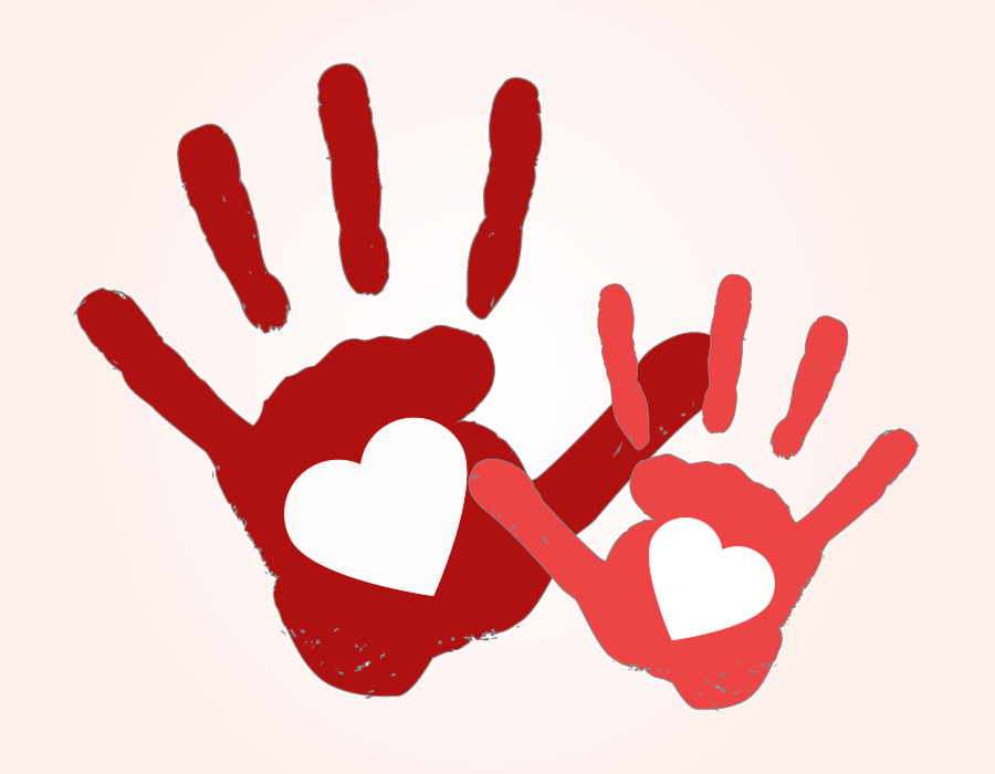 Illustration of parent hand/child hand