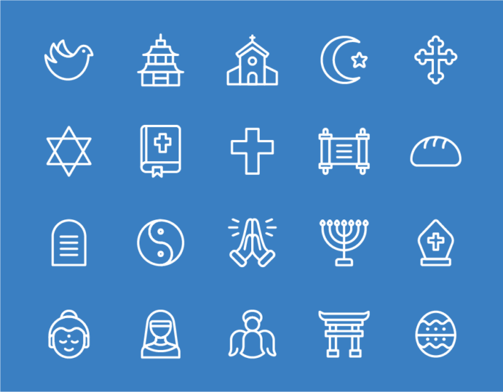 an illustrations of sacred symbols from the world's major religions