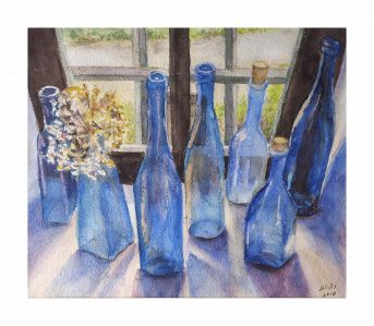 Blue Bottles by Nancy Willis