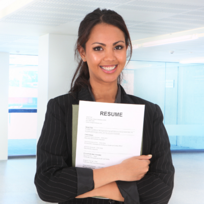 Women holding resume